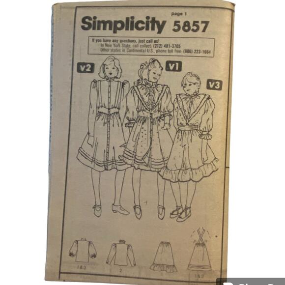 Simplicity 5857 Pattern Skirt Top Petticoat Girls 12 Gunnea Sax Cottage Ruffle - Picture 5 of 7